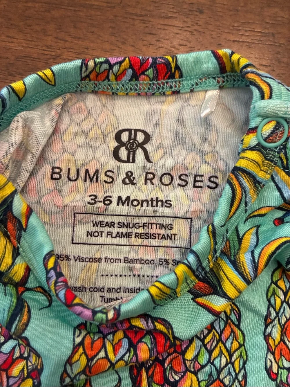 Bums and Roses Bamboo Shortie Romper 3-6 Months Feelin’ Pine Pineapple Blue